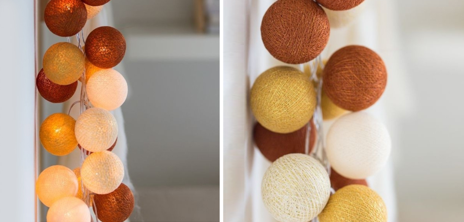 Гирлянда хлопковые фонарики Сotton Ball Gold-Copper - Loft-Concept в Ульяновске