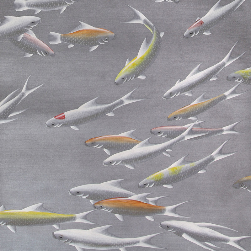 Обои ручная роспись Fishes Koi on Flash metallic Xuan paper  в Ульяновске | Loft Concept 