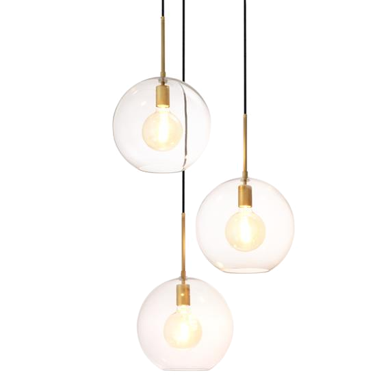 Люстра Chandelier Tango 3 light Латунь Античная полированная Темная бронза Прозрачное Стекло в Ульяновске | Loft Concept 