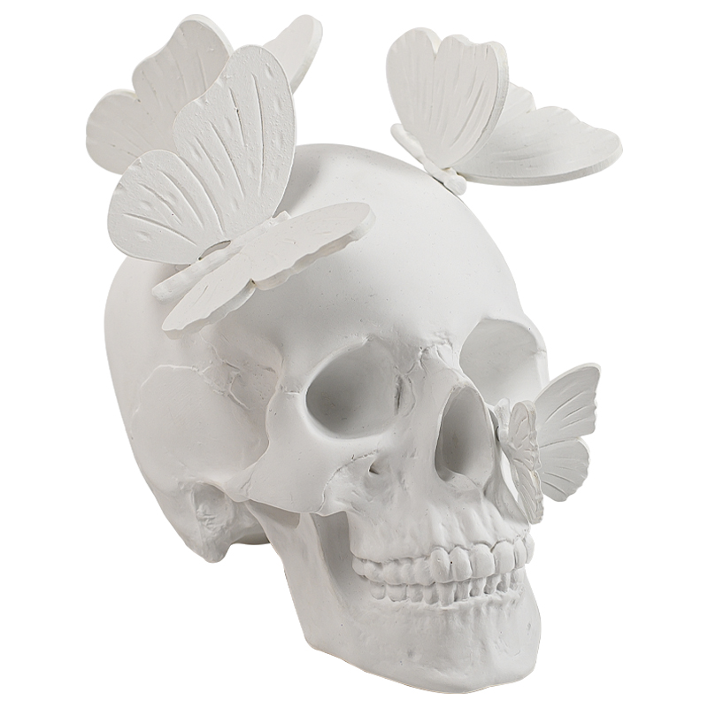 Статуэтка Skull with butterflies white Белый в Ульяновске | Loft Concept 