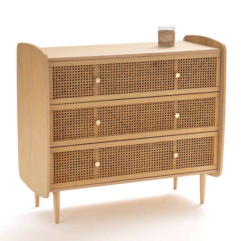 Комод с 3-мя ящиками из плетеного ротанга Aelius Rattan Wicker Chest of drawers Светлый дуб в Ульяновске | Loft Concept 