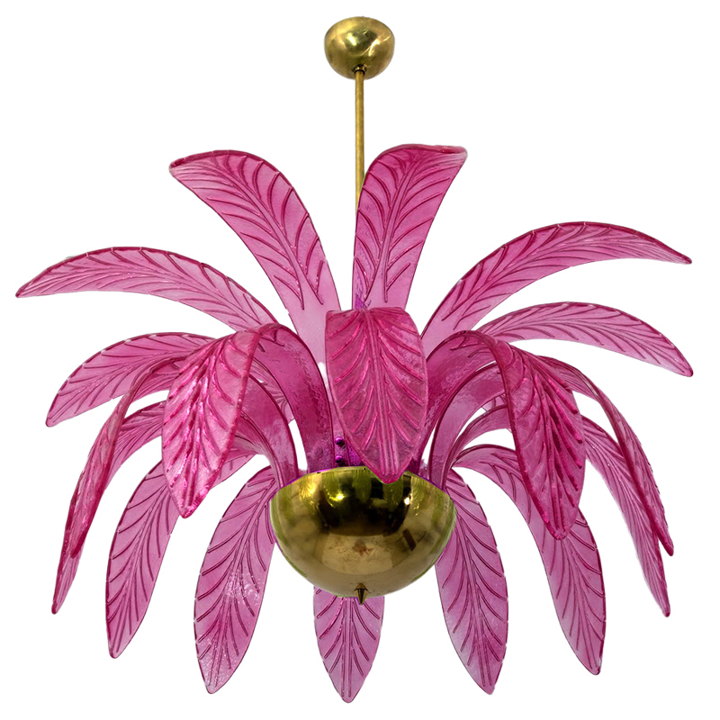 Люстра Modern Chandelier Palm Pink Стеклянные Листья Пальмы  Золотой Лиловый в Ульяновске | Loft Concept 