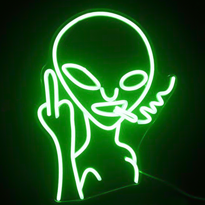 Неоновая настенная лампа Alien Neon Wall Lamp Зеленый Белый в Ульяновске | Loft Concept 