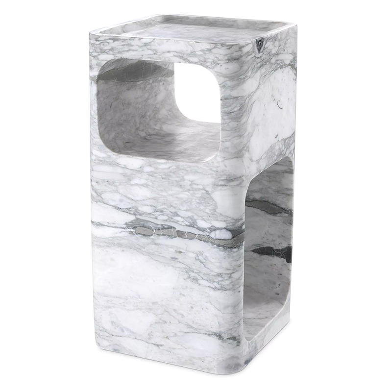 Приставной стол Eichholtz Side Table Adler Marble Белый Мрамор Bianco в Ульяновске | Loft Concept 