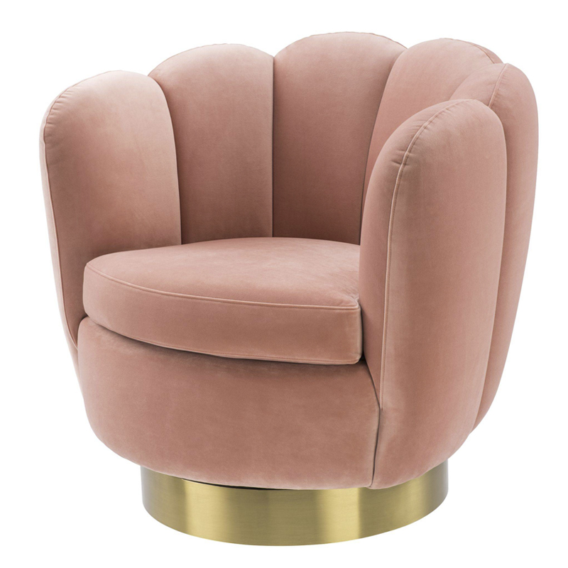 Кресло Eichholtz Swivel Chair Mirage nude Розовый пастельный Матовая латунь в Ульяновске | Loft Concept 