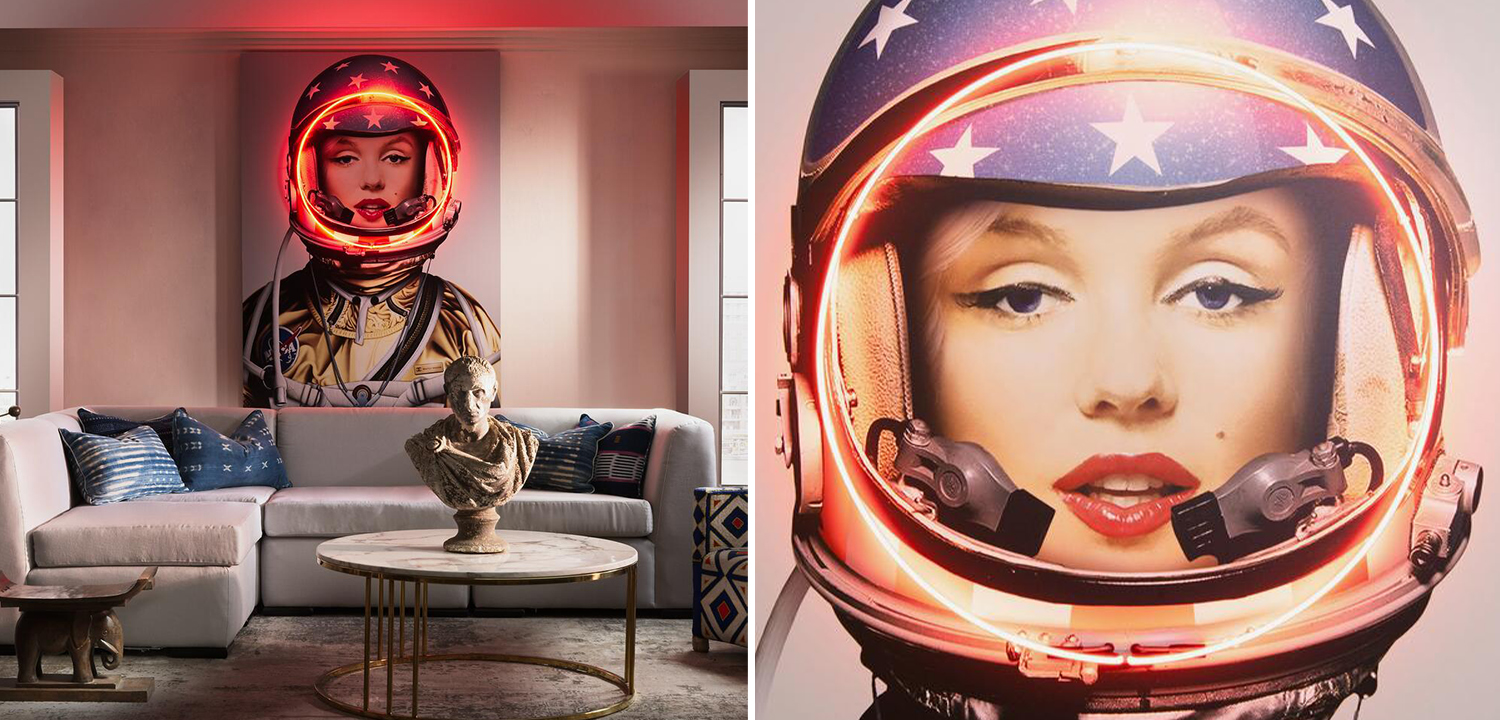 Неоновый постер Мерлин Монро в Скафандре Space Girl Marilyn - фото