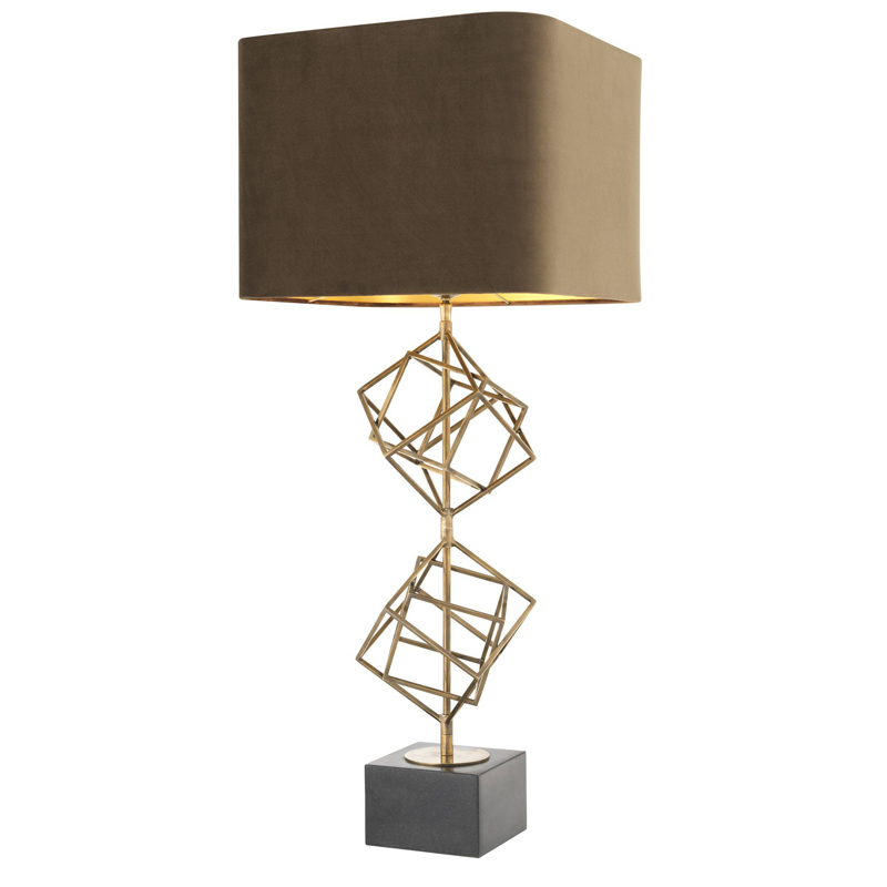 Настольная лампа Eichholtz Table Lamp Matrix brass Мокко Винтажная латунь Серый в Ульяновске | Loft Concept 