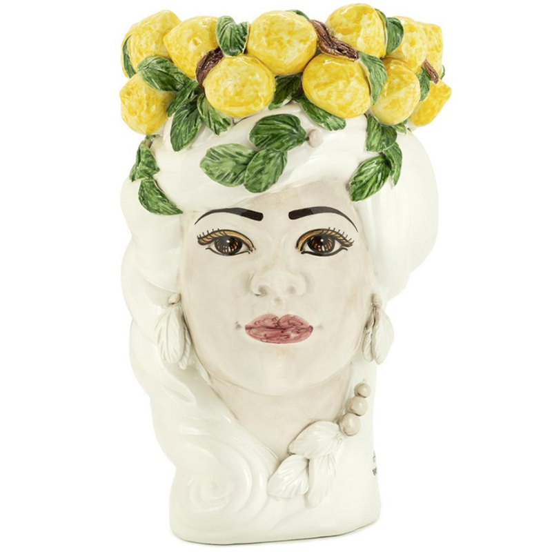 Ваза Vase Lemon Head Lady White Белый Желтый Зеленый в Ульяновске | Loft Concept 