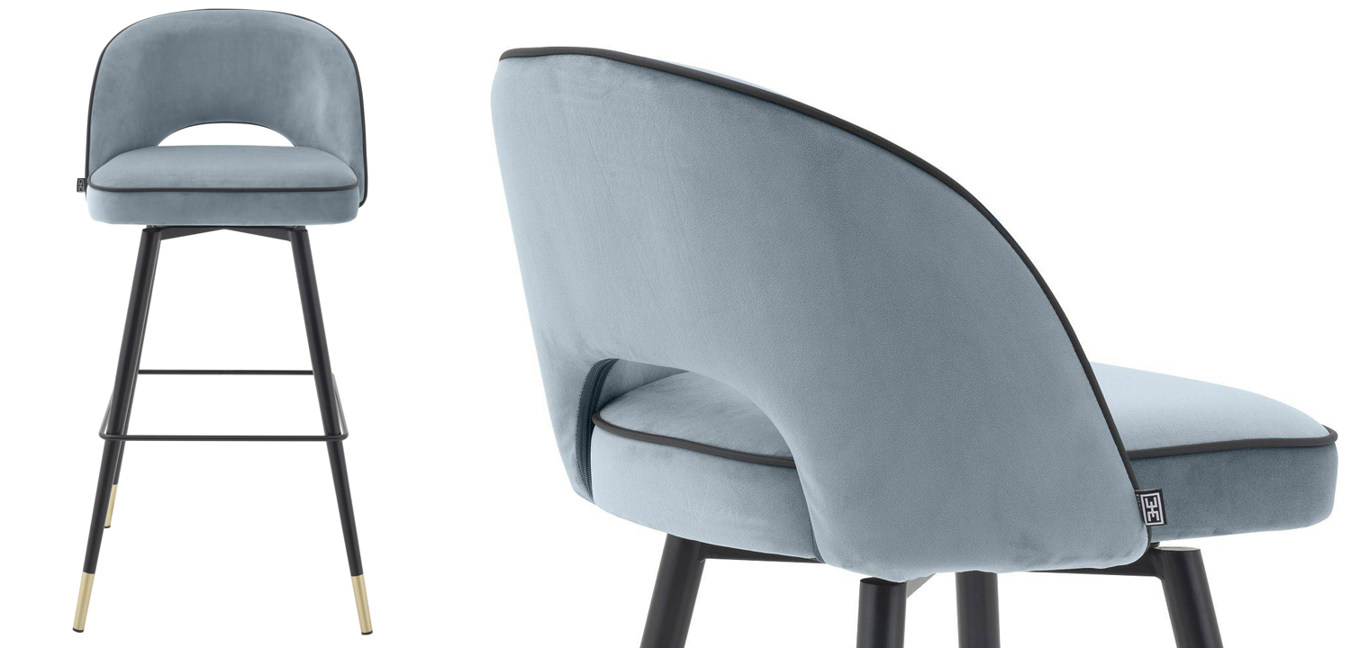 Комплект барных стульев Eichholtz Bar Stool Cliff set of 2 blue - фото