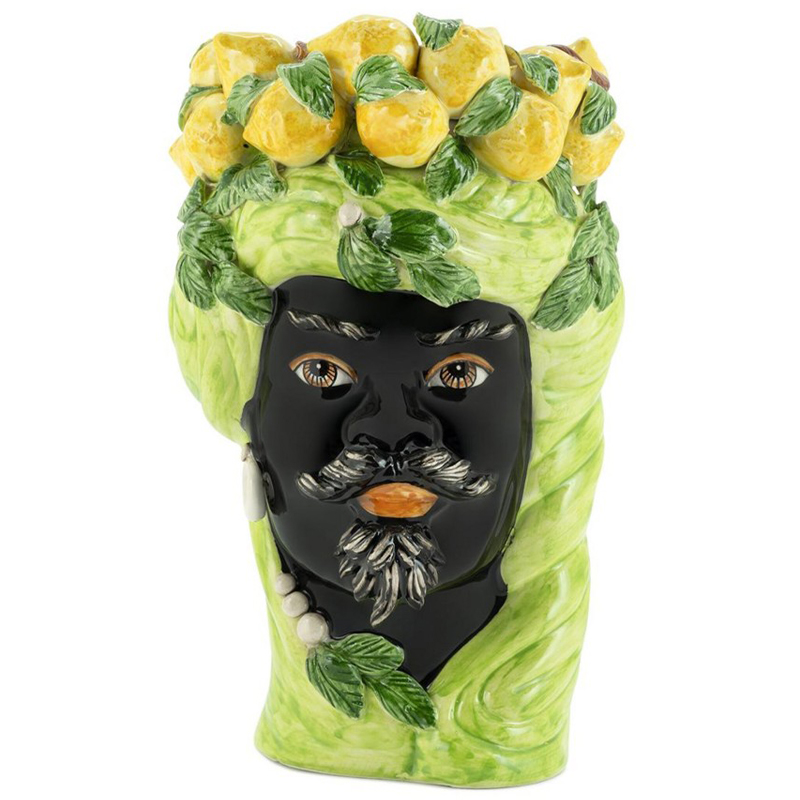 Ваза Vase Lemon Head Man Lime Салатовый Желтый Черный в Ульяновске | Loft Concept 