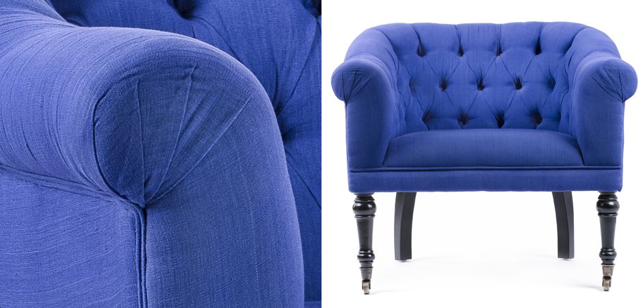 Кресло Chair Bentley кресло синий лен Кресло Chair Bentley кресло синий лен - Loft-Concept в Ульяновске