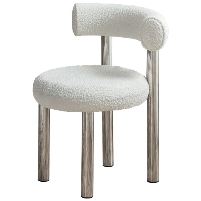 Стул Ellias White Boucle Chair Белый Хром в Ульяновске | Loft Concept 