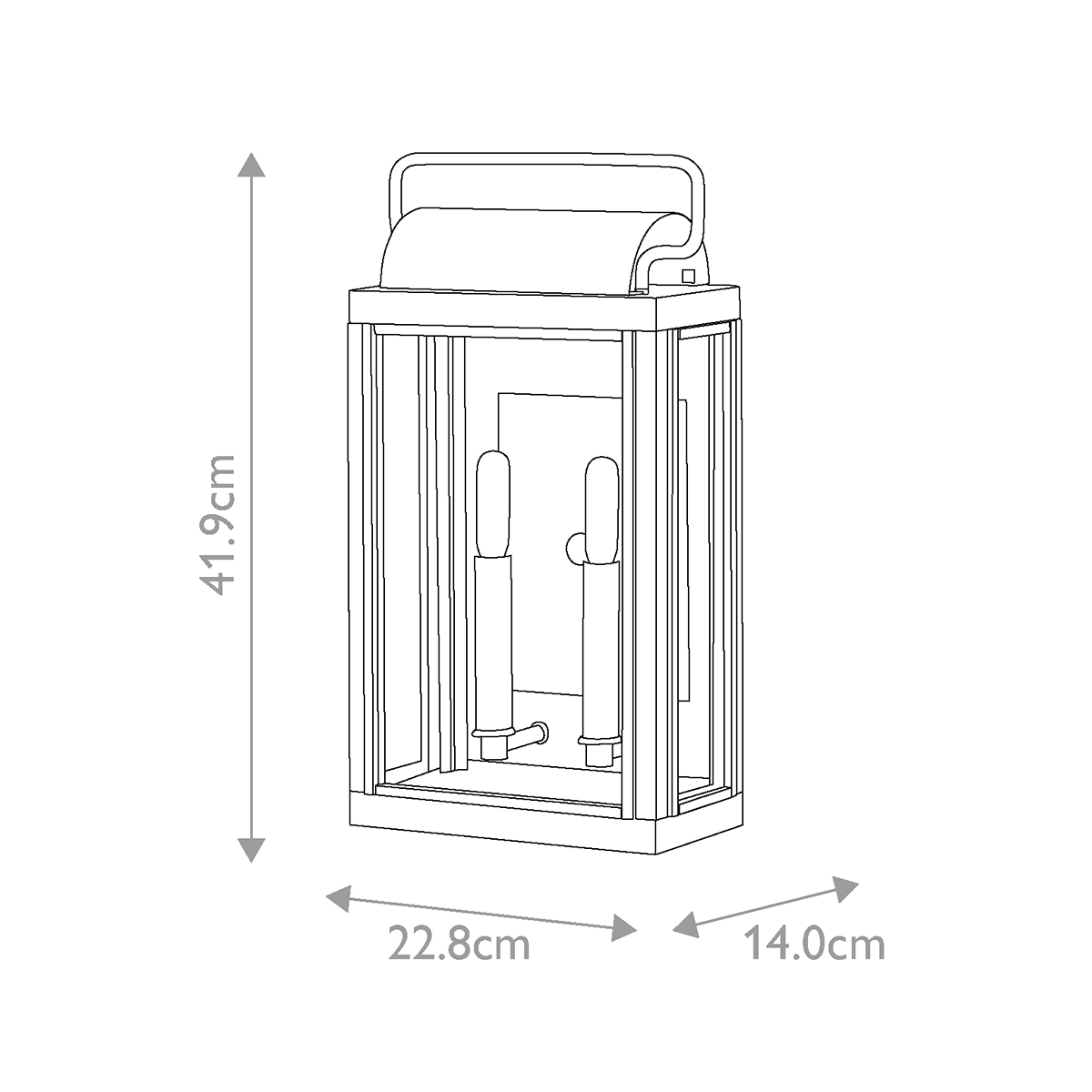 Настенный фонарь прямоугольной формы цвета состаренная латунь с двумя лампами Hinkley в Ульяновске