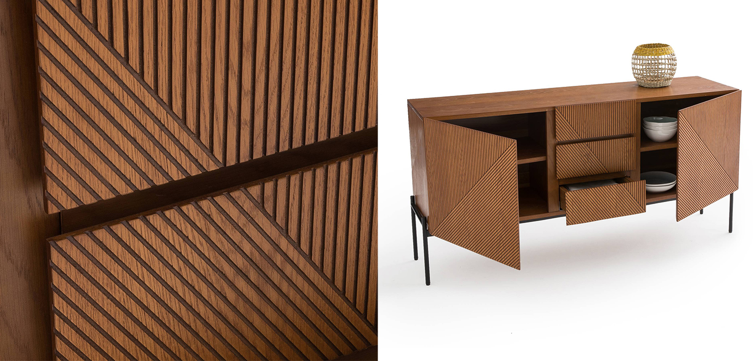 Комод с геометрическим рисунком Anders Chest of drawers с 3-мя ящиками и 2-мя дверцами - фото