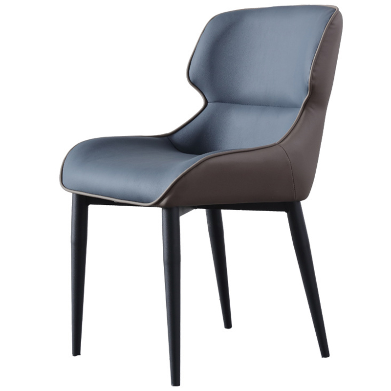 Стул с кожаной двухцветной обивкой Obrien Chair Blue and Grey Синий Серый Черный в Ульяновске | Loft Concept 