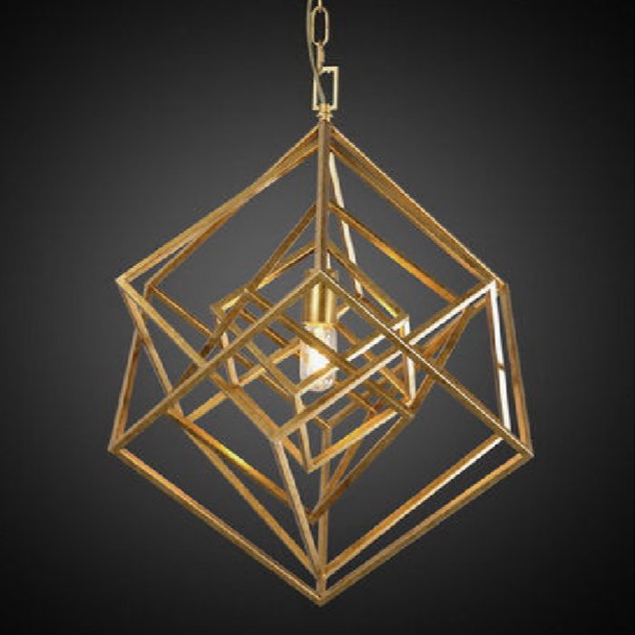 Подвесной светильник CUBIST Chandelier Gold 1 bulbs Золотой в Ульяновске | Loft Concept 