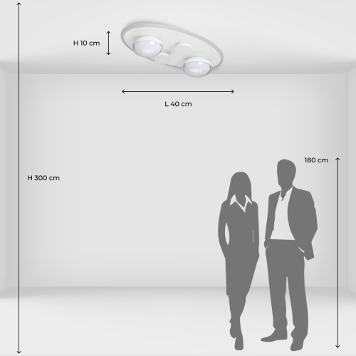 Потолочный светильник овальной формы белого цвета с 4-мя лампами Lunar Pebbles в Ульяновске