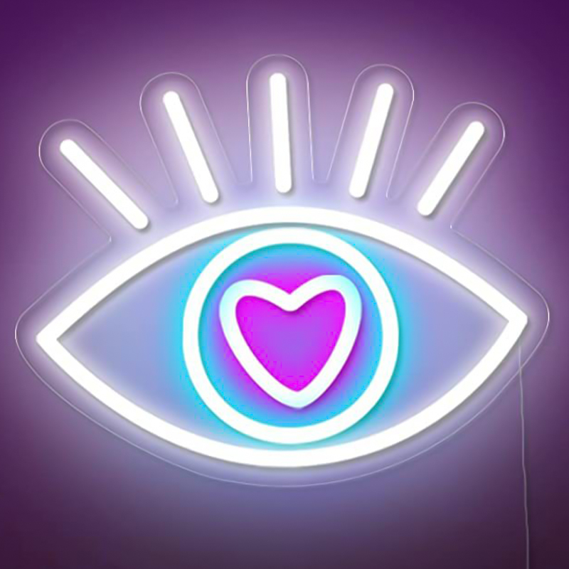 Неоновая настенная лампа Lucky Eye Neon Wall Lamp Белый Бирюзовый Розовый Прозрачный в Ульяновске | Loft Concept 