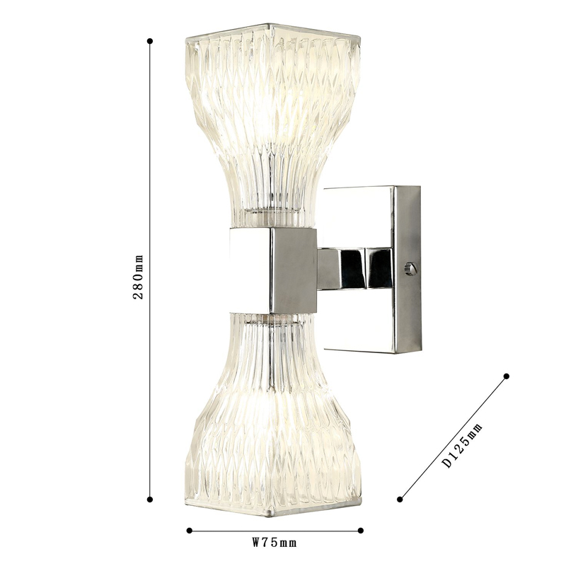 Бра с двумя плафонами из рельефного стекла GLASS HORN Chrome в Ульяновске
