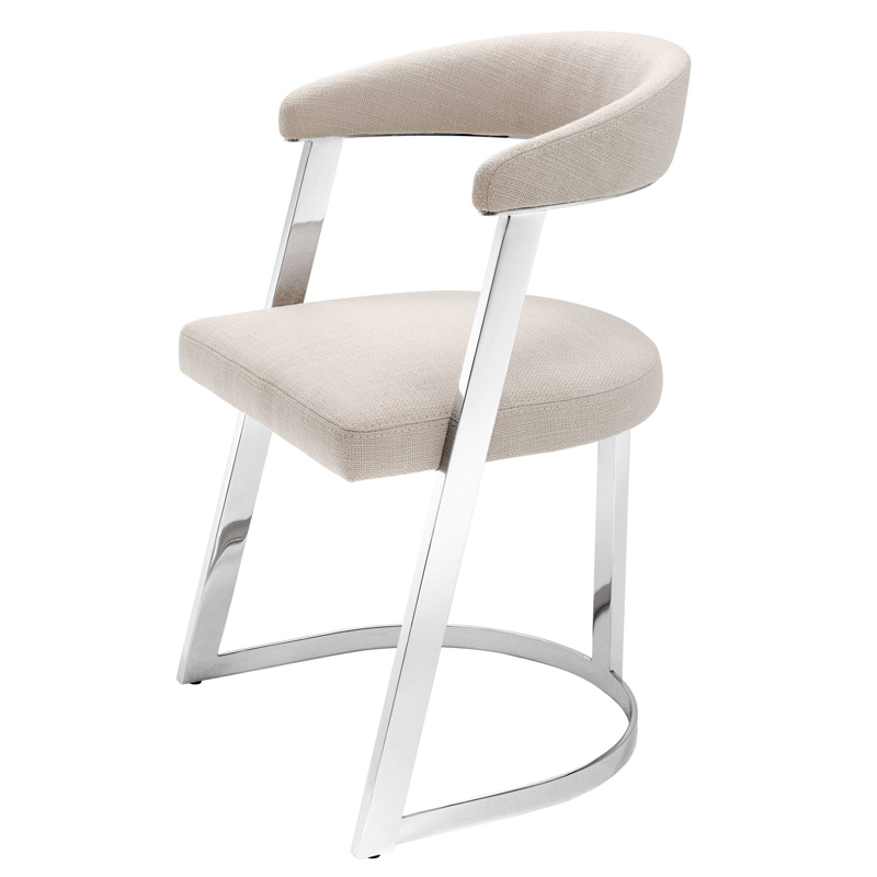 Стул Eichholtz Dining Chair Dexter Nickel Бежевый Никель в Ульяновске | Loft Concept 