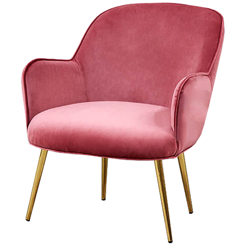 Кресло Waldeck Chair Pink Розовый (Rose) Глянцевое золото в Ульяновске | Loft Concept 