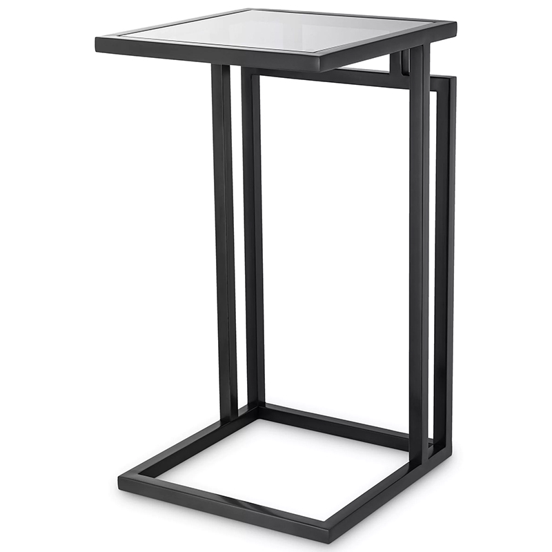 Приставной стол Eichholtz Side Table Marcus Black Черный Стекло Смок в Ульяновске | Loft Concept 