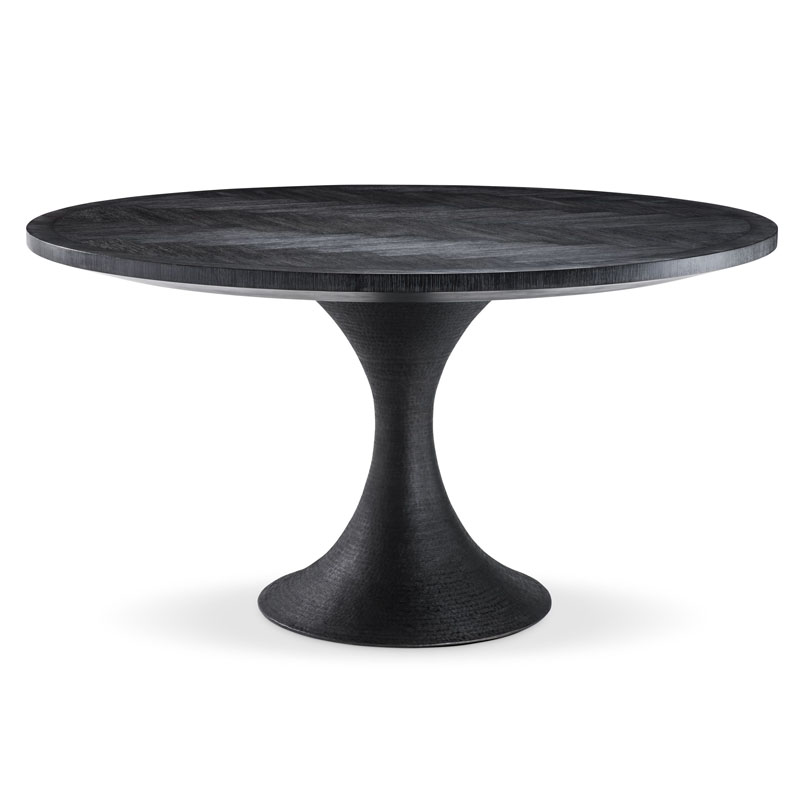 Обеденный стол Eichholtz DINING TABLE MELCHIOR ROUND black Черный в Ульяновске | Loft Concept 