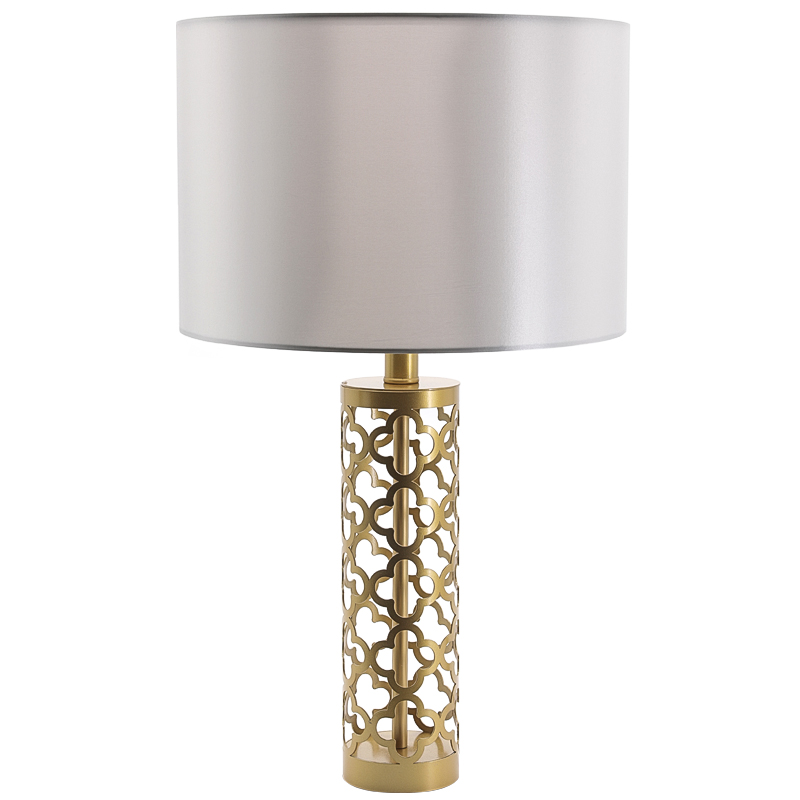 Настольная лампа Arabesque Quatrefoil Drum Table Lamp Золотой Серый в Ульяновске | Loft Concept 