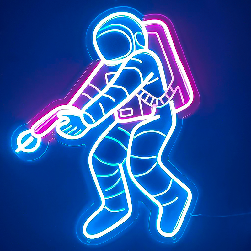 Неоновая настенная лампа Astronaut Neon Wall Lamp Синий Лиловый в Ульяновске | Loft Concept 