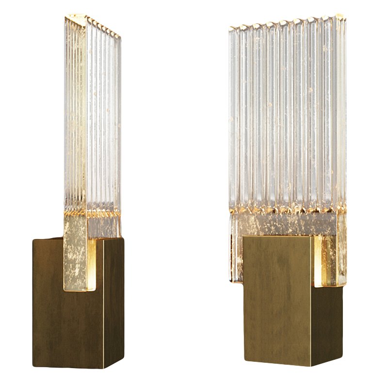 Бра PLEATED GLASS SCONCE Прозрачный (Transparent) Латунь в Ульяновске | Loft Concept 