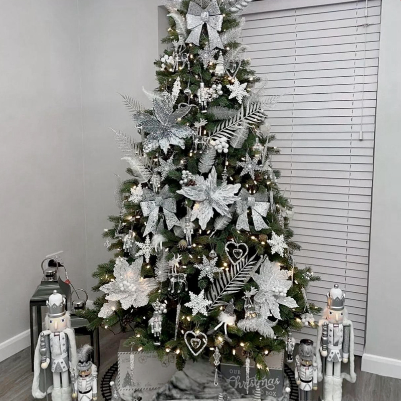 Дизайнерская Елка с Серебряным Декором Christmas Tree Silver Flowers Серебряный Зеленый в Ульяновске | Loft Concept 