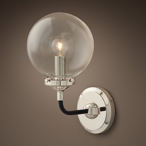 Бра Bistro Globe Clear Glass Single Sconce Nickel  в Ульяновске | Loft Concept 