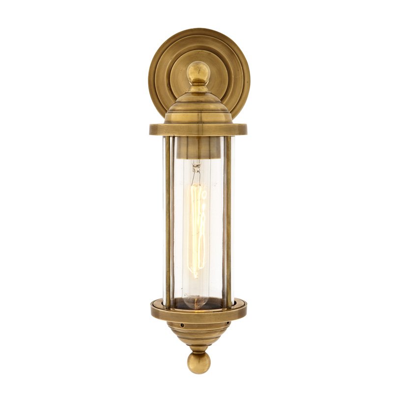 Бра Eichholtz Wall Lamp Clayton Brass Латунь Прозрачное Стекло в Ульяновске | Loft Concept 