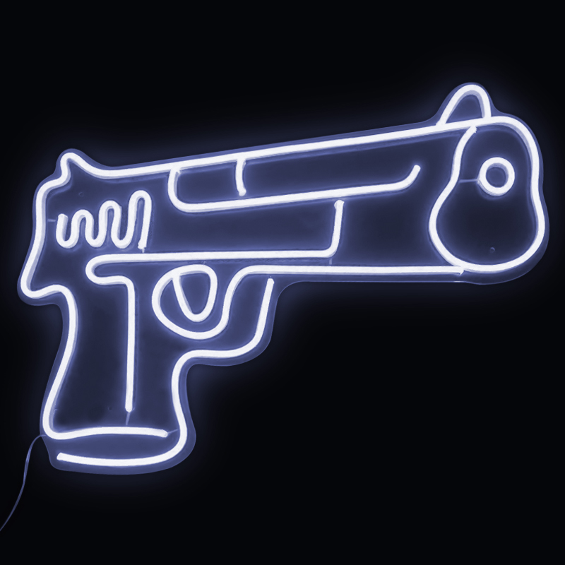 Неоновая настенная лампа Gun Neon Wall Lamp Белый Прозрачный в Ульяновске | Loft Concept 