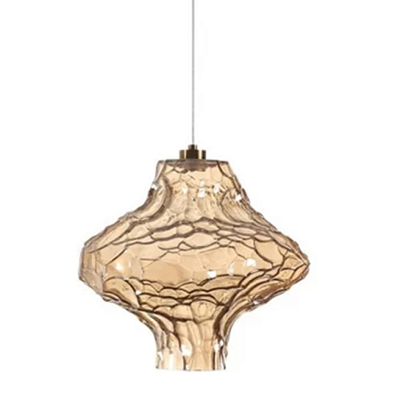 Подвесной светильник с плафоном из фактурного светло-янтарного стекла Light Ensemble Янтарный Бронза в Ульяновске | Loft Concept 
