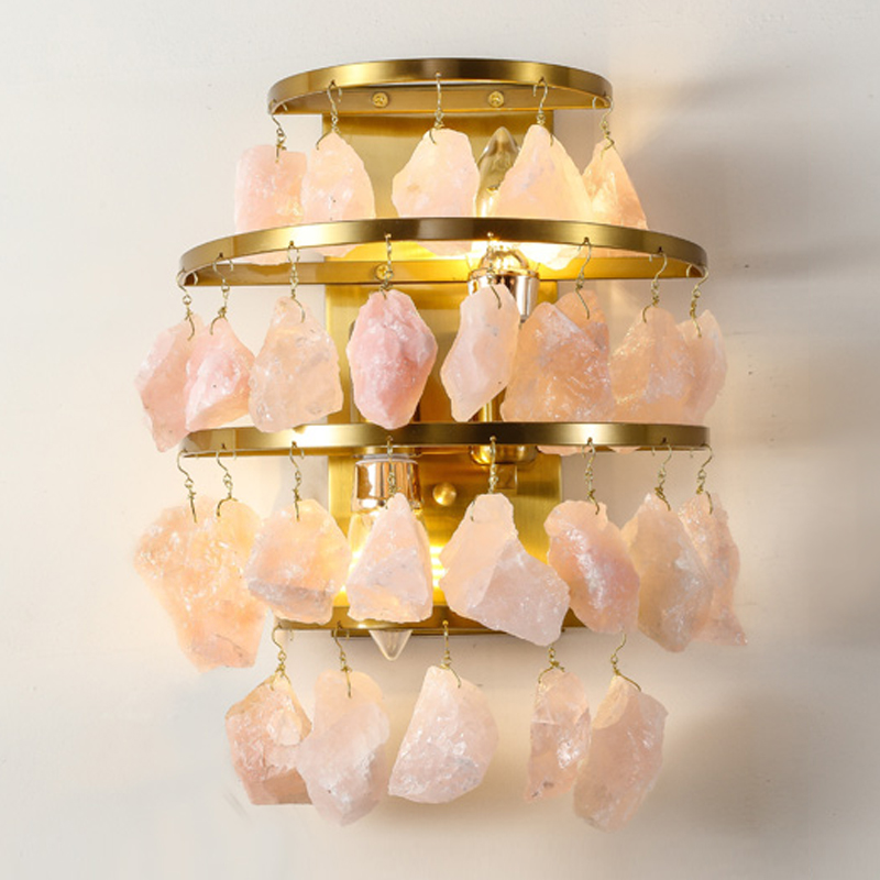 Hardis Pink stone Wall Lamp Латунь Дымчатая Роза в Ульяновске | Loft Concept 