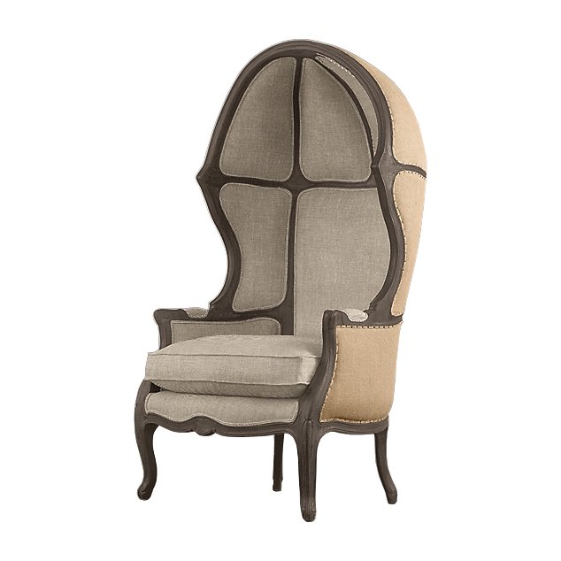 Кресло купол RH Versailles Domed Burlap Backed Chair ivory ( слоновая кость ) Серый Дерево Акация в Ульяновске | Loft Concept 