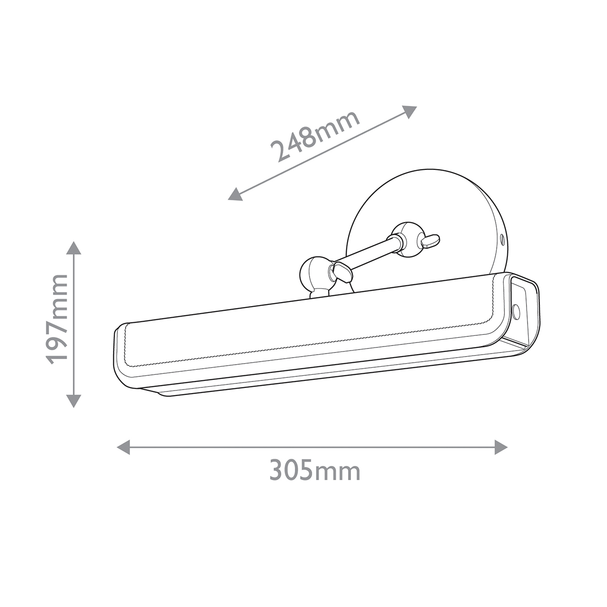 Светильник для картин цвет винтажная латунь с прямоугольным плафоном из кожи черного цвета Alora в Ульяновске