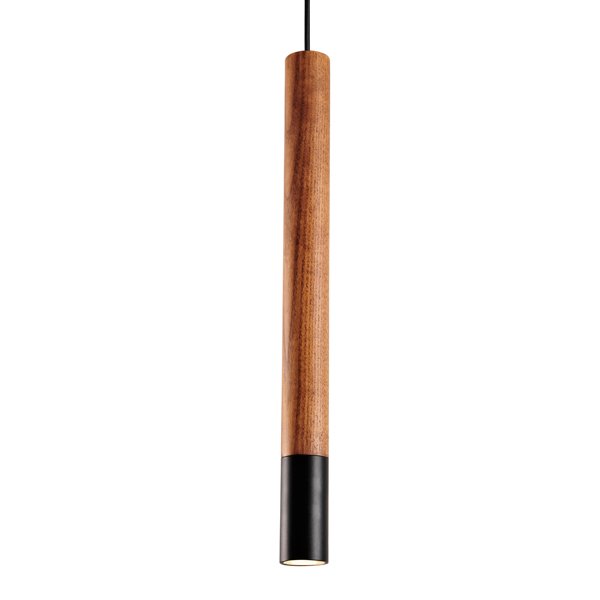 Подвесной светильник Trumpet Wood Black Pendant Lamp Коричневый Черный в Ульяновске | Loft Concept 