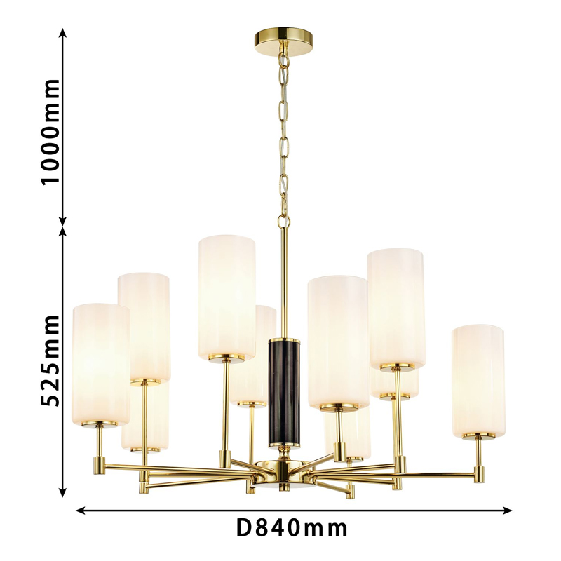 Люстра цвета золота с белыми матовыми плафонами Hovering D84 см в Ульяновске