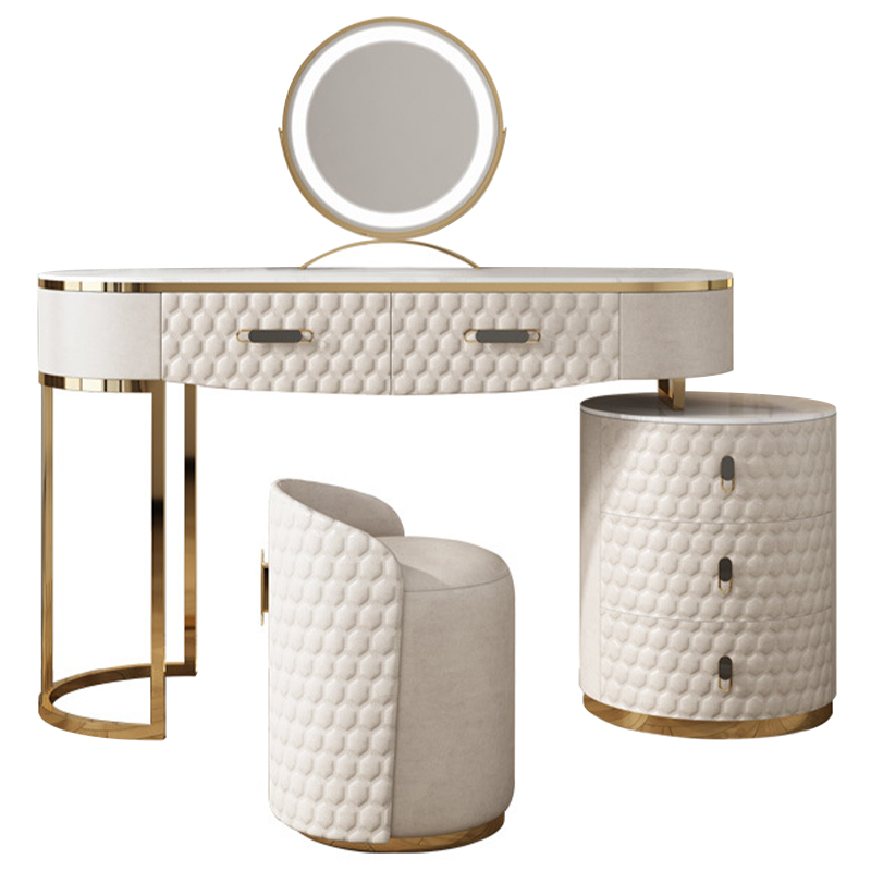 Трельяж Kathryn Bedroom Dressing Table White Белый Глянцевое золото Белый Мрамор Bianco в Ульяновске | Loft Concept 