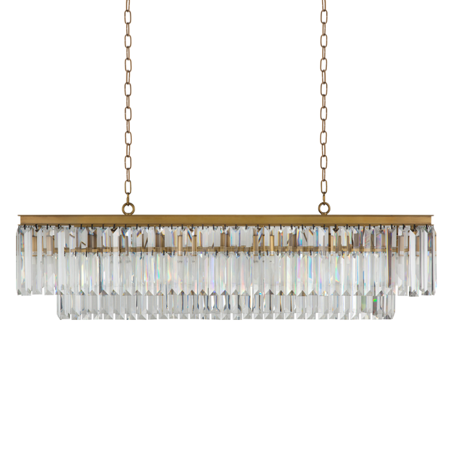 Люстра RH 1920s Odeon Clear Gold Square Chandelier Прозрачное Стекло Латунь в Ульяновске | Loft Concept 