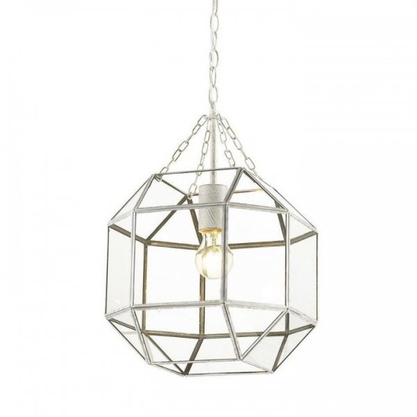 Подвесной светильник Glass & Metal Cage Pendant White Белый в Ульяновске | Loft Concept 