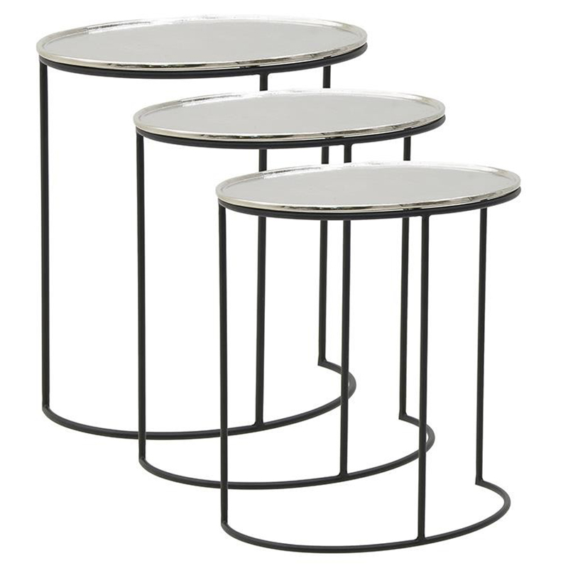 Комплект из 3-х приставных столов Heather Side Tables Черный Серебряный в Ульяновске | Loft Concept 