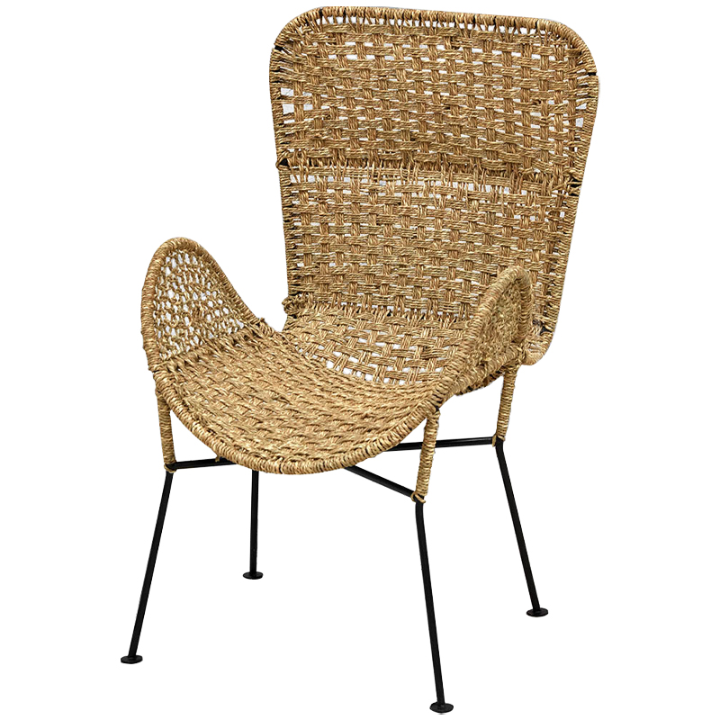 Плетеный стул на металлических ножках Tong Wicker Chair Коричневый Черный в Ульяновске | Loft Concept 