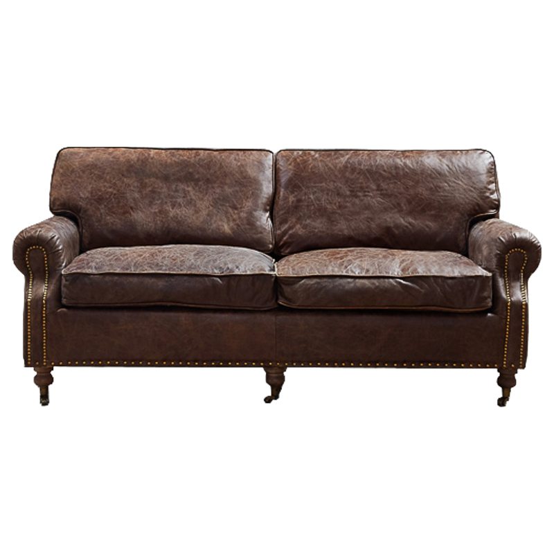 Диван RH CLASSIC LANCASTER Brown leather double Коричневый в Ульяновске | Loft Concept 