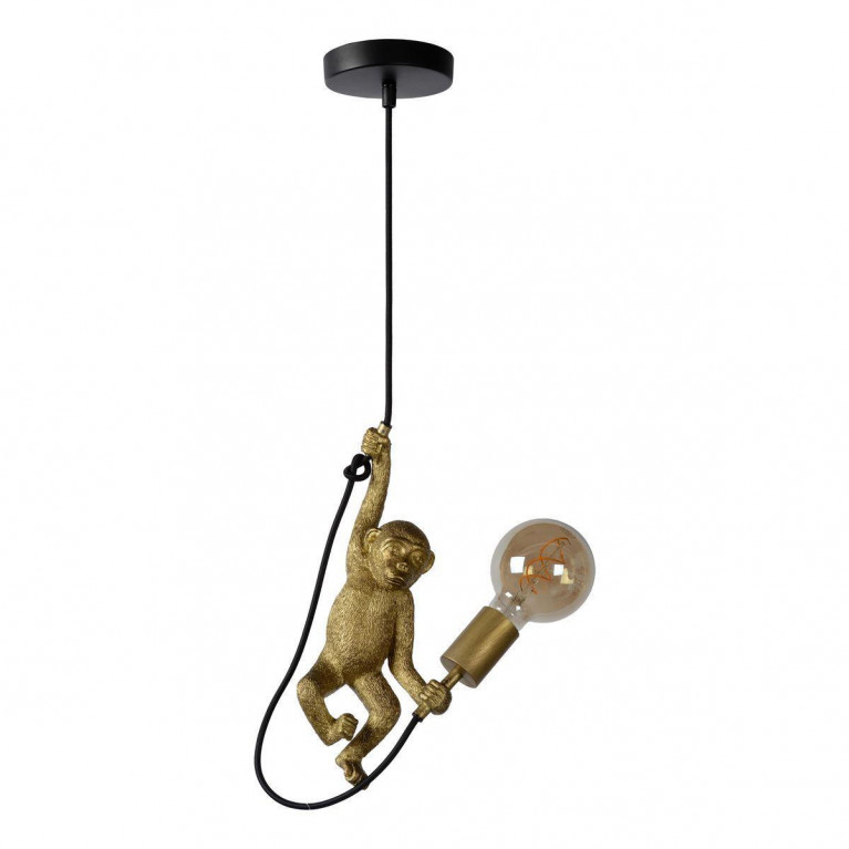 Подвесной светильник Monkey holding a light bulb Черный Золотой в Ульяновске | Loft Concept 