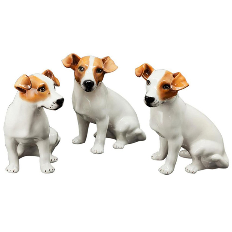 Статуэтки Abhika Jack Russel Set 3 Pcs Белый Коричневый в Ульяновске | Loft Concept 