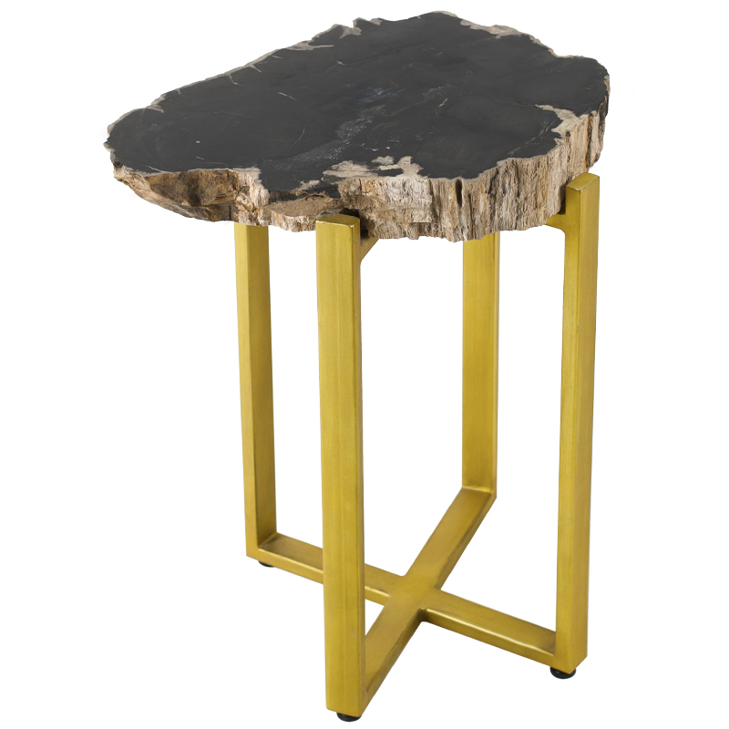 PETRIFIED WOOD COFFEETABLE GOLD S Окаменелое дерево Золотой Бежевый Черный в Ульяновске | Loft Concept 