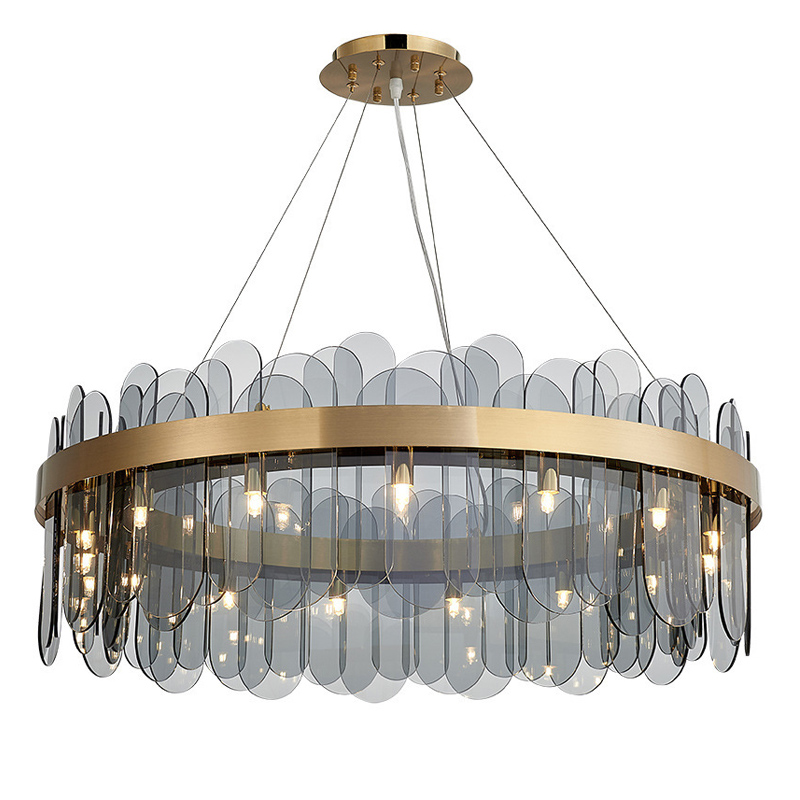 Люстра Blount Chandelier Smokey Латунь Стекло Смок в Ульяновске | Loft Concept 